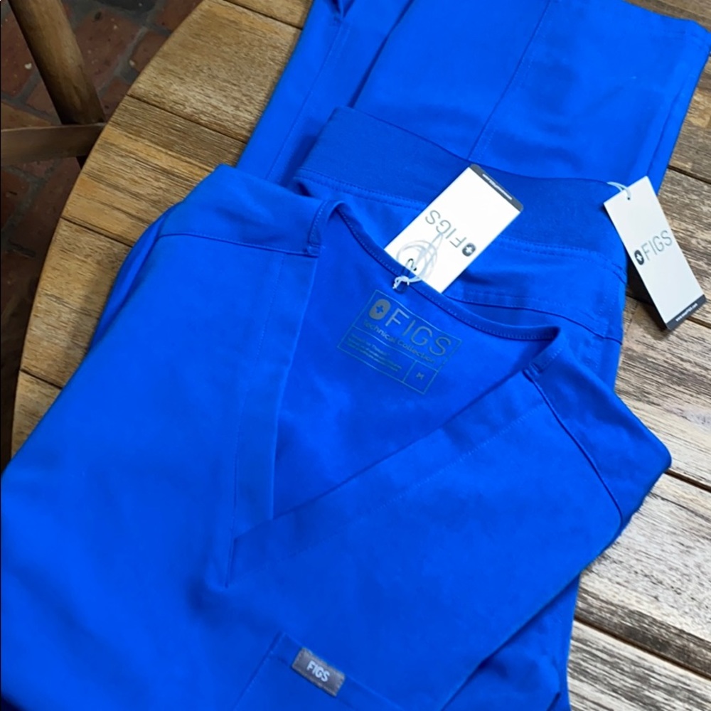 Figs Royal Blue Catarina top and cargo bottoms